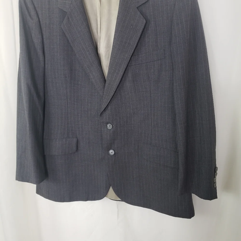 Lanvin Barney's NY gray wool pinstripe blazer